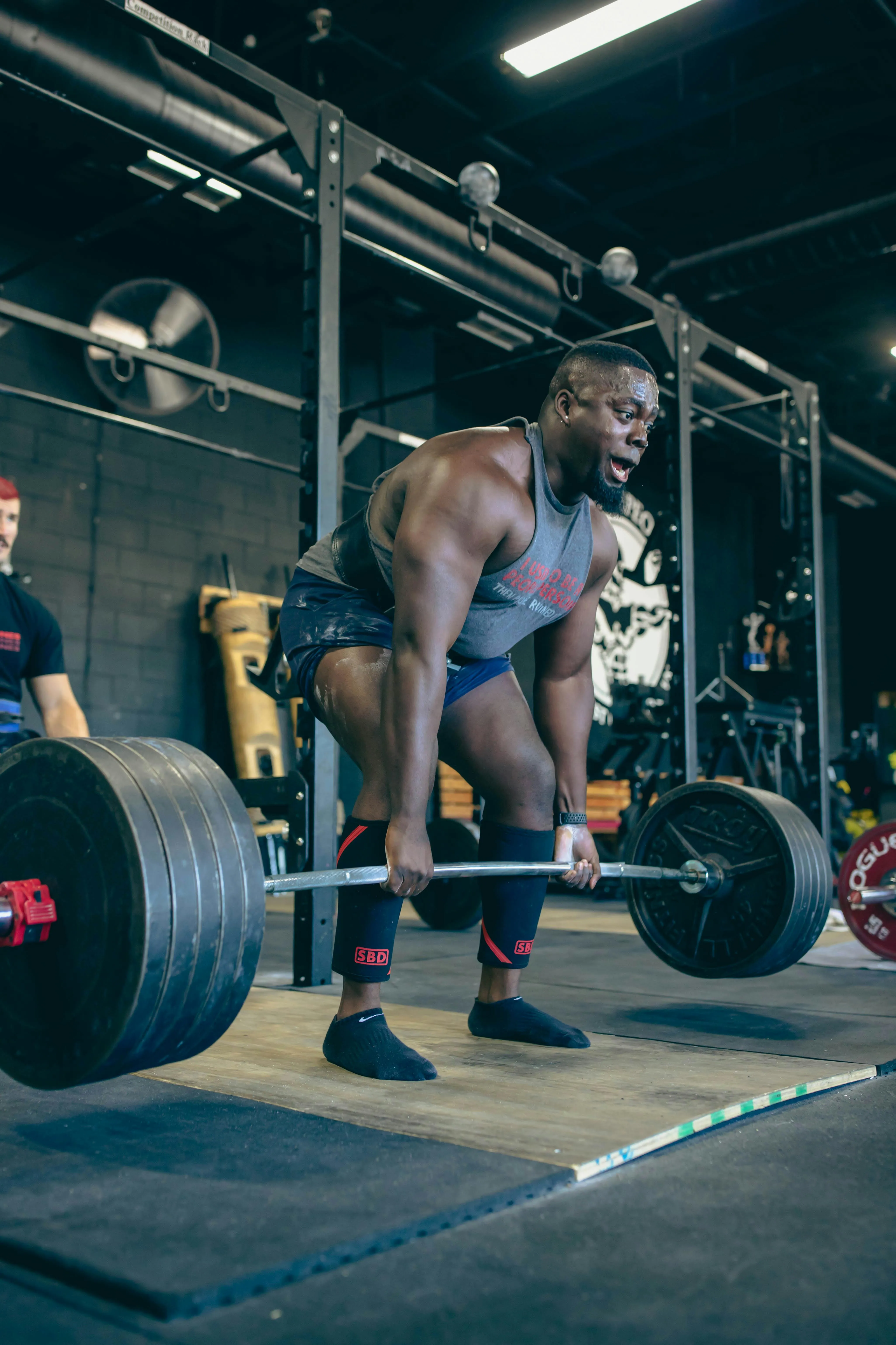 Deadlifter demonstrating strength